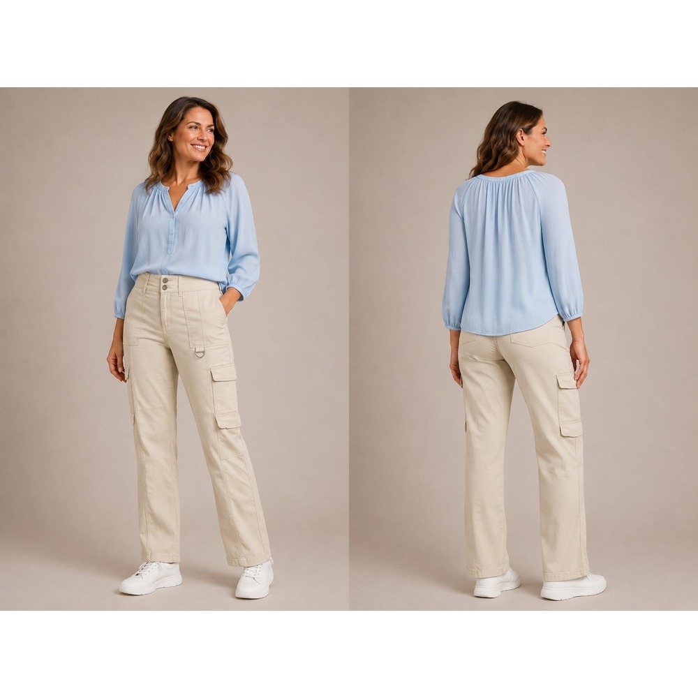 Celebrity Pink Women's Cargo Pants Cream Utility Y2K Low Rise Bootcut 1/25‎